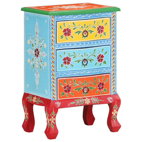 Handbemalter Nachttisch Mango Massivholz 40x30x60 cm