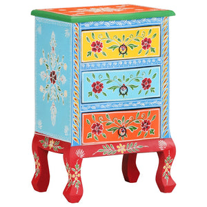 Handbemalter Nachttisch Mango Massivholz 40x30x60 cm