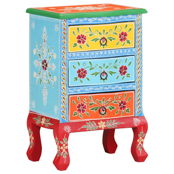 Handbemalter Nachttisch Mango Massivholz 40x30x60 cm