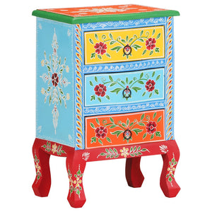 Handbemalter Nachttisch Mango Massivholz 40x30x60 cm