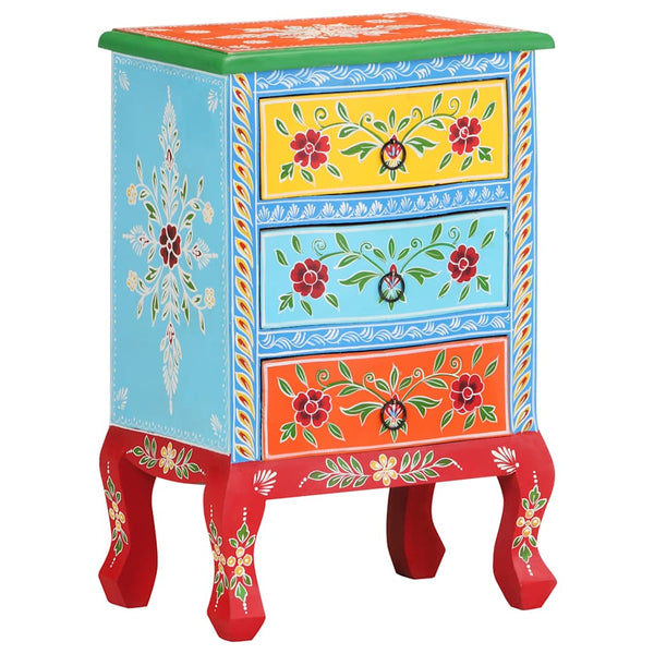 Handbemalter Nachttisch Mango Massivholz 40x30x60 cm