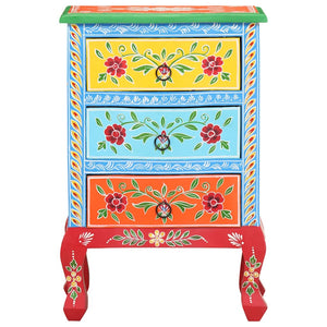 Handbemalter Nachttisch Mango Massivholz 40x30x60 cm