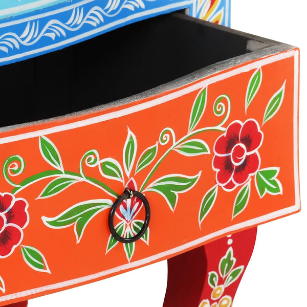 Handbemalter Nachttisch Mango Massivholz 40x30x60 cm