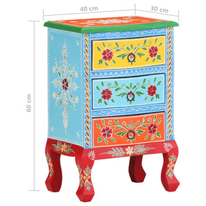Handbemalter Nachttisch Mango Massivholz 40x30x60 cm