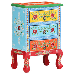 Handbemalter Nachttisch Mango Massivholz 40x30x60 cm