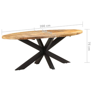 Esstisch Oval, Raues Mangoholz, 200 cm