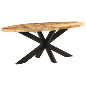 Esstisch Oval, Raues Mangoholz, 200 cm