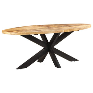 Esstisch Oval, Raues Mangoholz, 200 cm