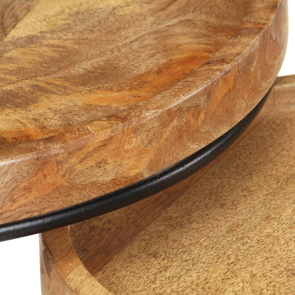 2er Couchtisch Set Mango Massivholz Stahl