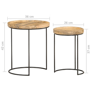 2er Couchtisch Set Mango Massivholz Stahl