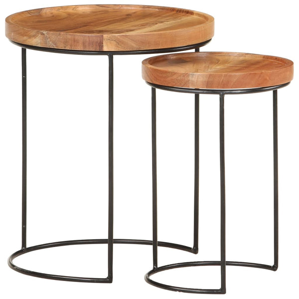 vidaXL Lot de 2 tables basses Bois d'acacia massif et acier