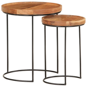 vidaXL Lot de 2 tables basses Bois d'acacia massif et acier