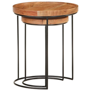 vidaXL Lot de 2 tables basses Bois d'acacia massif et acier