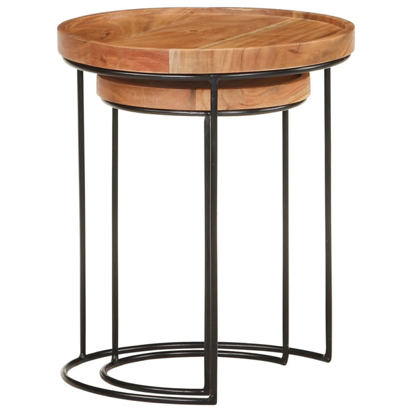 vidaXL Lot de 2 tables basses Bois d'acacia massif et acier