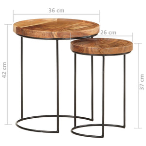 vidaXL Lot de 2 tables basses Bois d'acacia massif et acier