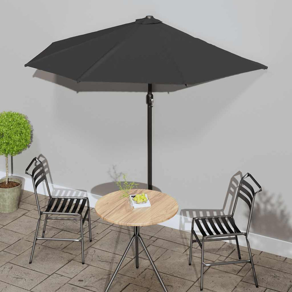 vidaXL Parasol de balcon mât en aluminium Noir 270x144x222 cm Demi-rond
