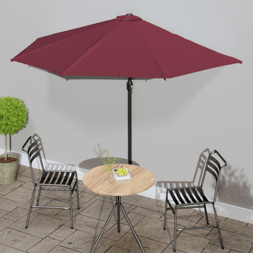 vidaXL Parasol de balcon mât aluminium Rouge bordeaux 300x155x223cm Demi-rond