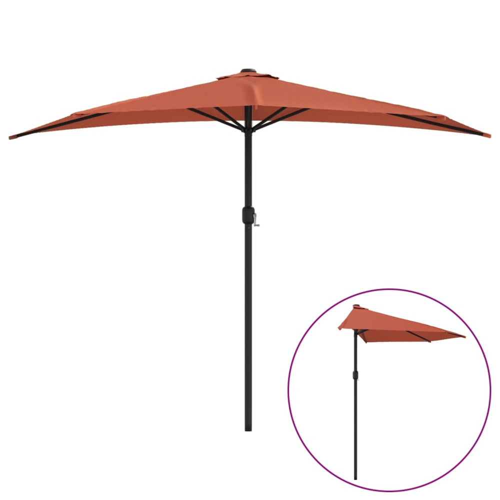vidaXL Parasol de balcon mât aluminium terre cuite 300x155x223cm demi-rond