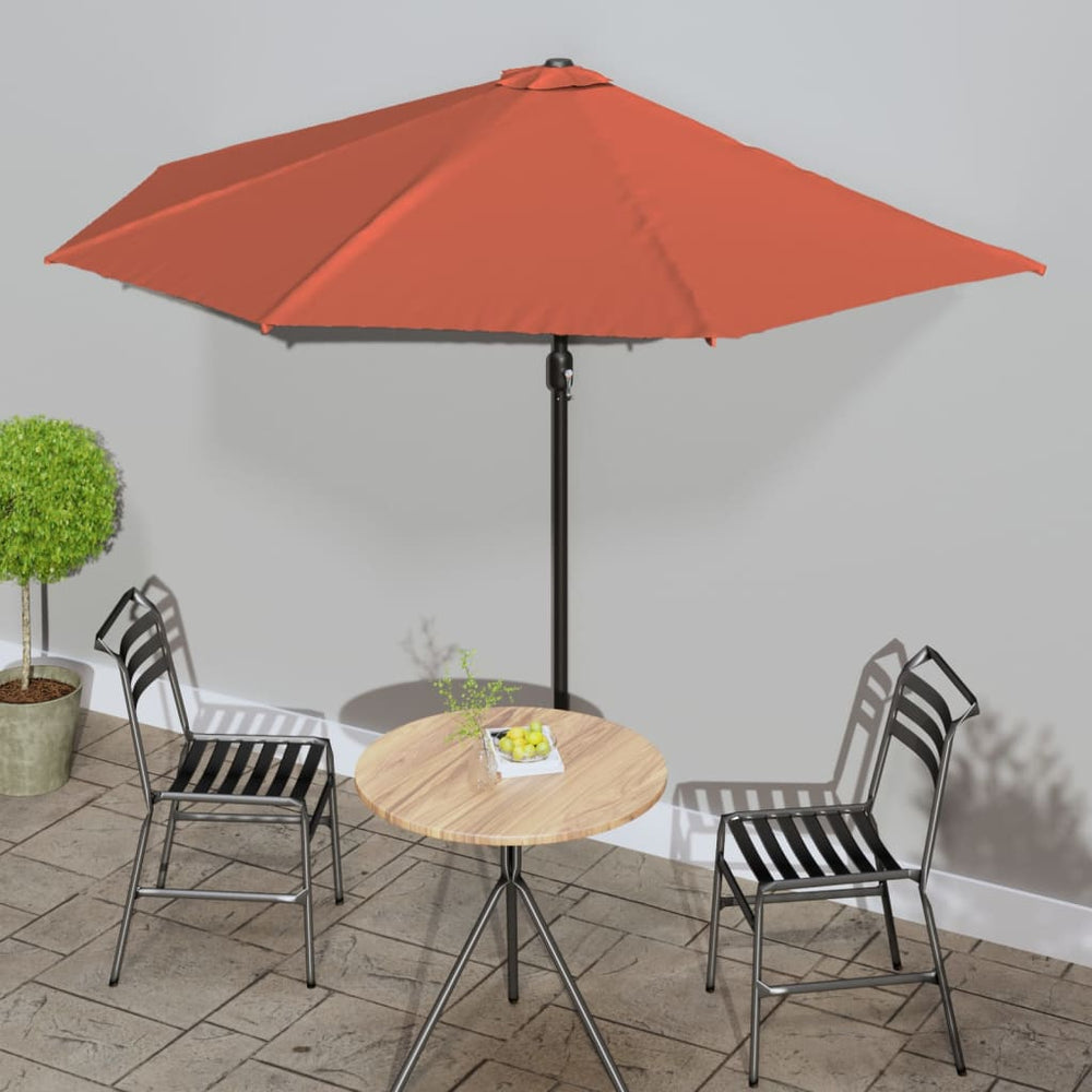 vidaXL Parasol de balcon mât aluminium terre cuite 300x155x223cm demi-rond