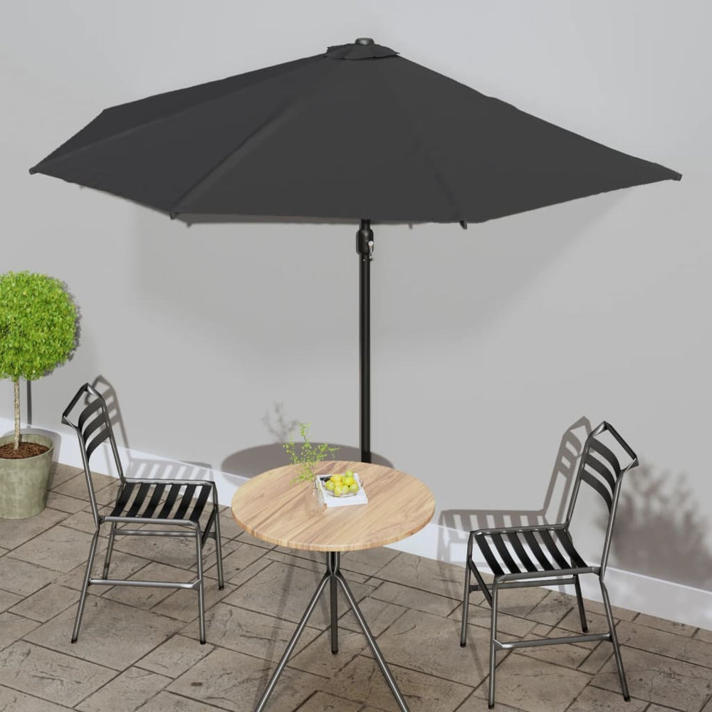 vidaXL Parasol de balcon mât en aluminium Noir 300x155x223cm Semi-rond