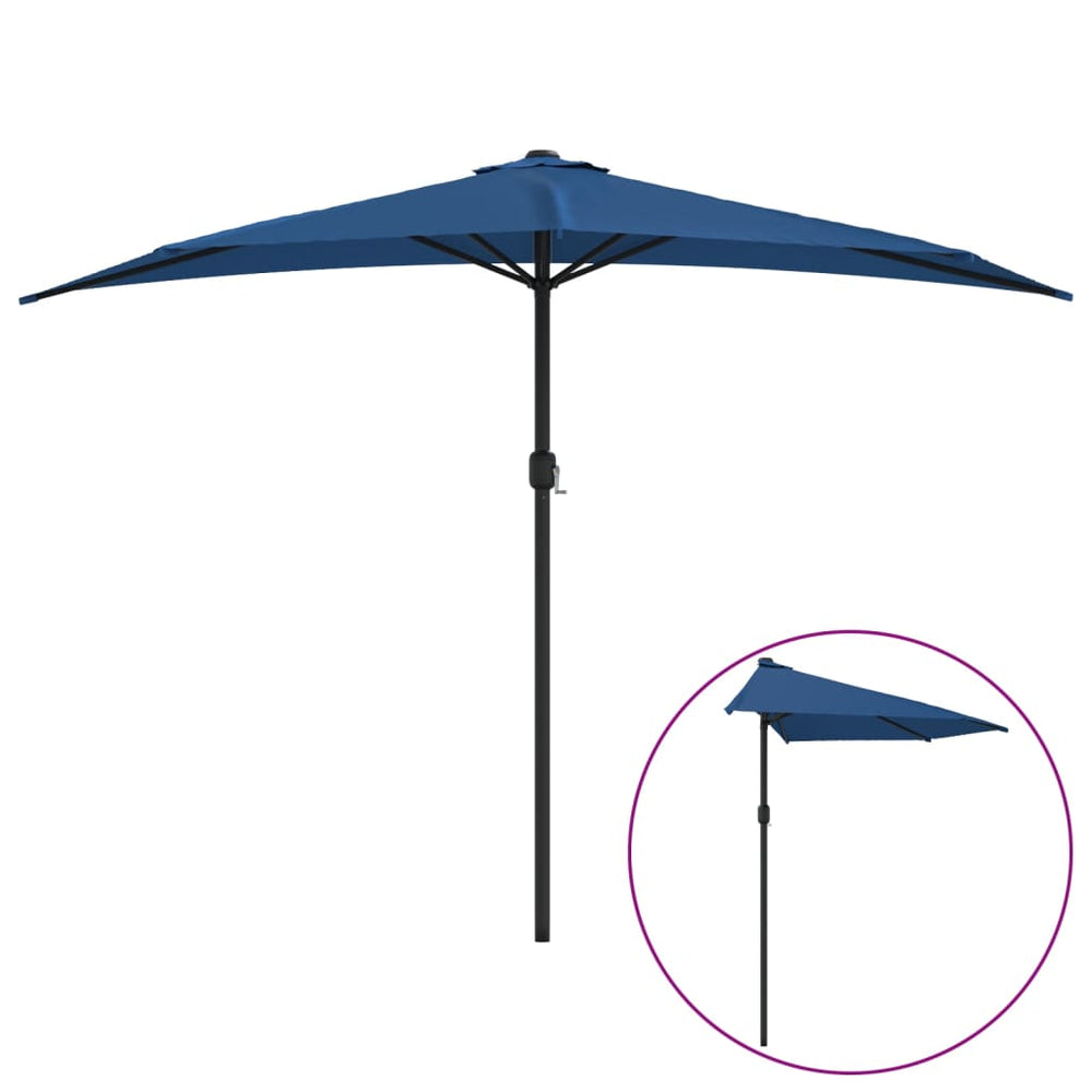 vidaXL Parasol de balcon mât aluminium bleu 300x155x223cm semi-circulaire