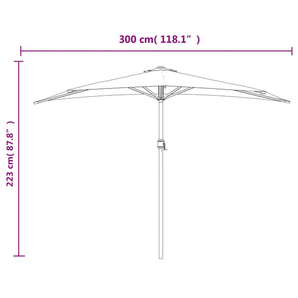 Balkon-Sonnenschirm Alu-Mast Blau 300x155x223cm Halbrund