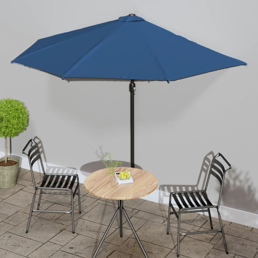 vidaXL Parasol de balcon mât aluminium bleu 300x155x223cm semi-circulaire
