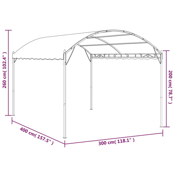 Pavillon 4x3x2,6 m Taupe 180 g/m²