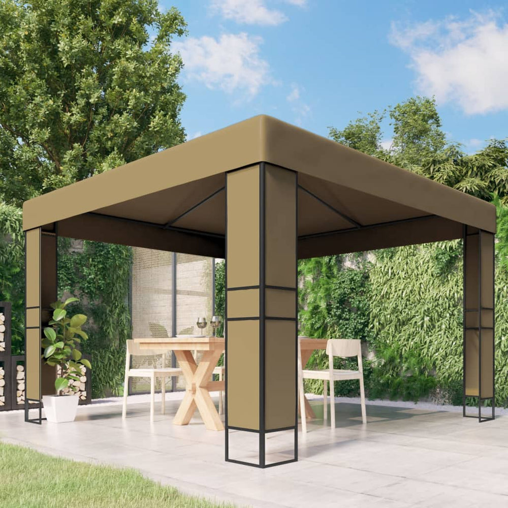 vidaXL Pavillon double toit 3x3x2,7 m taupe 180 g/m²