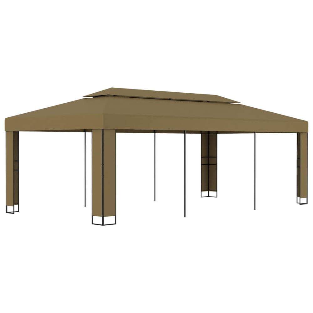 vidaXL Pavillon double toit 3x6 m Taupe 180 g/m²
