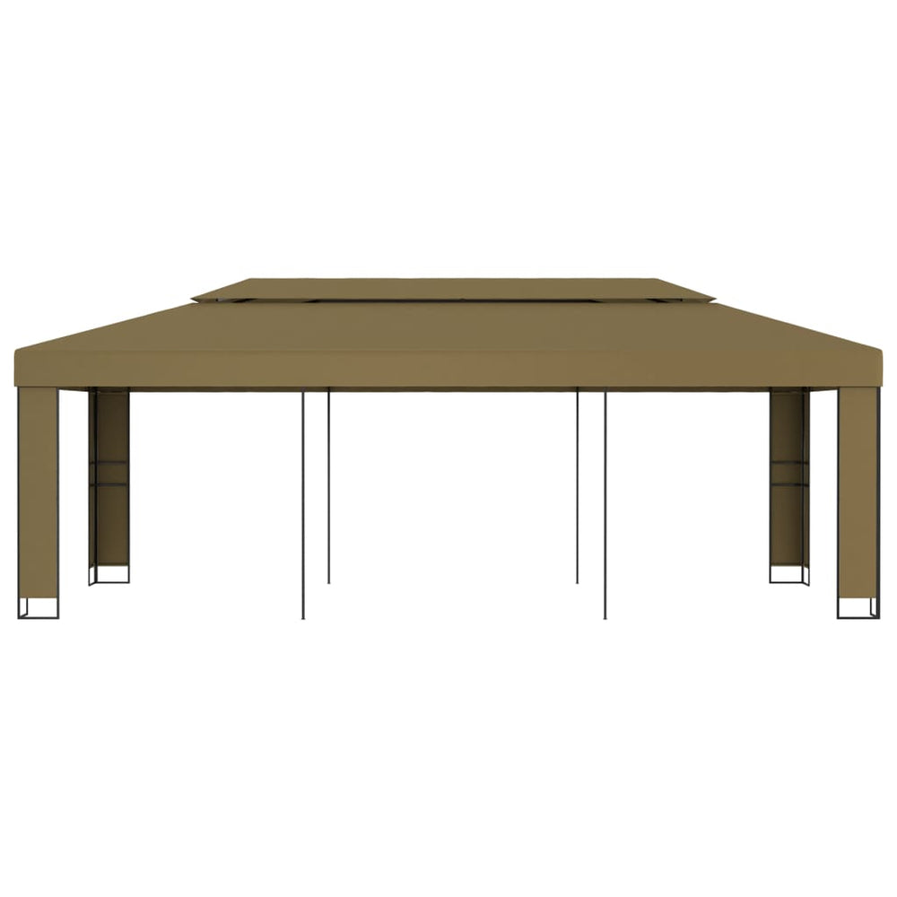 vidaXL Pavillon double toit 3x6 m Taupe 180 g/m²
