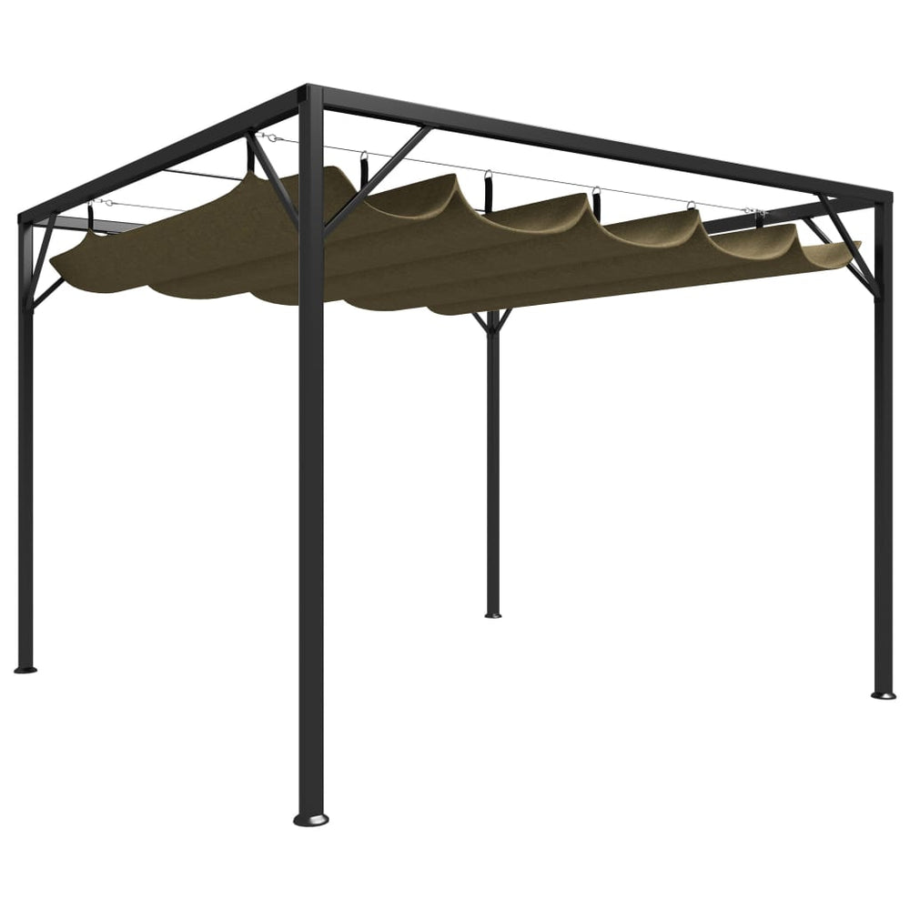 vidaXL Pavillon de jardin avec toit rétractable 3x3 m Taupe 180 g/m²
