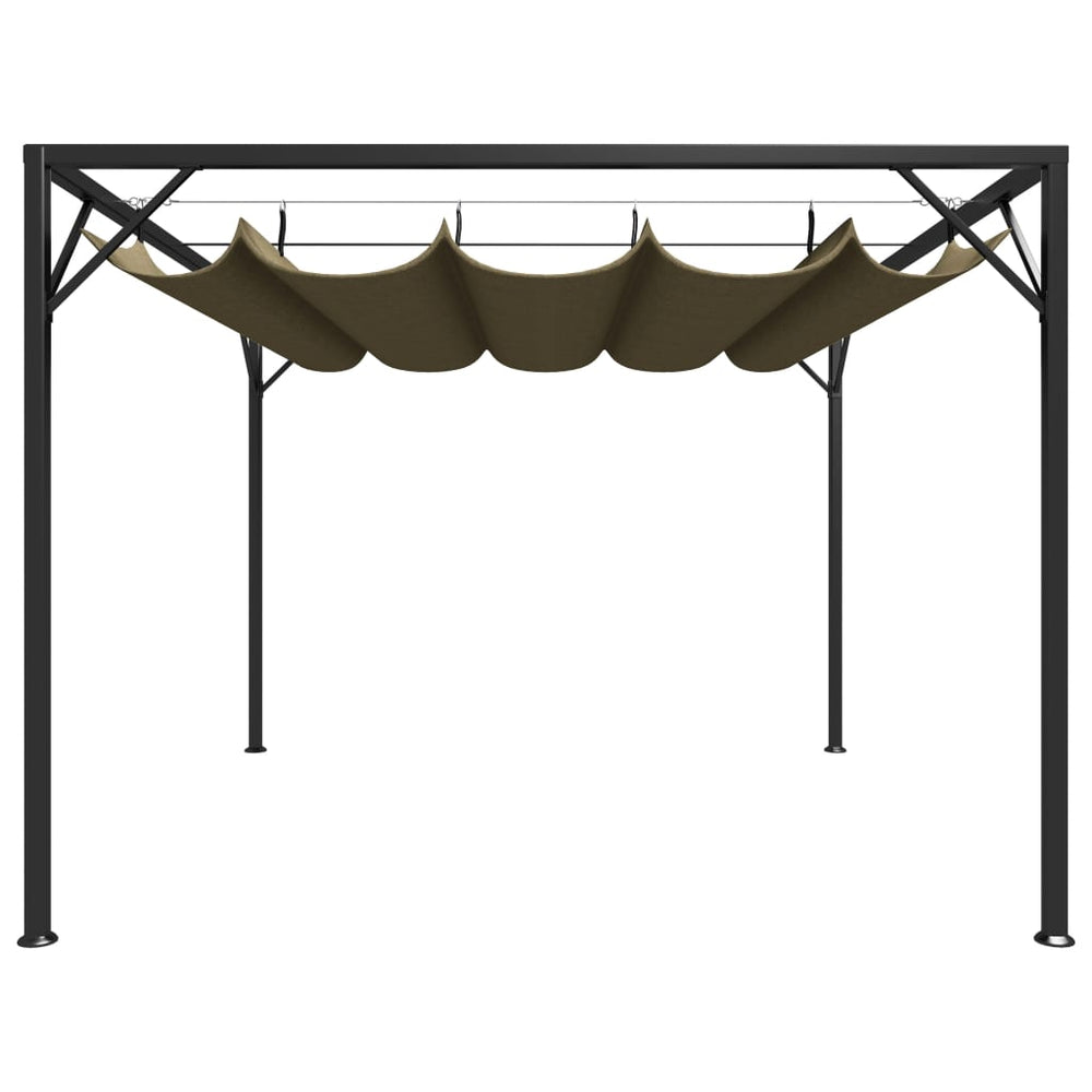 vidaXL Pavillon de jardin avec toit rétractable 3x3 m Taupe 180 g/m²