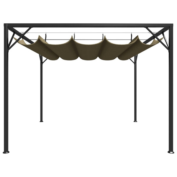Gartenpavillon mit Ausziehbarem Dach 3x3 m Taupe 180 g/m²