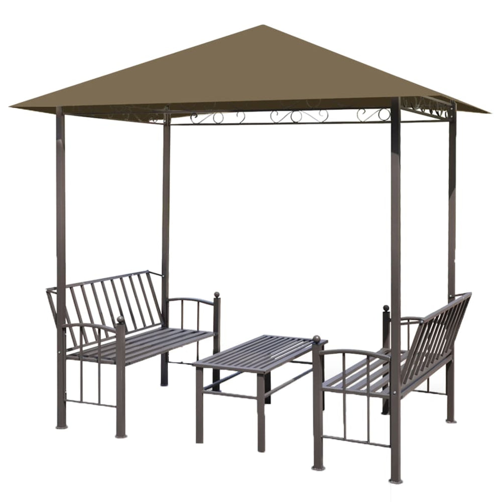 vidaXL Pavillon de jardin avec table et bancs 2,5x1,5x2,4 m Taupe 180 g/m²