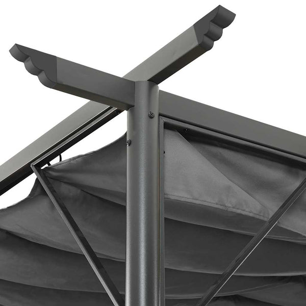 Pergola mit Ausziehbarem Dach Anthrazit 3x3 m Stahl 180 g/m²