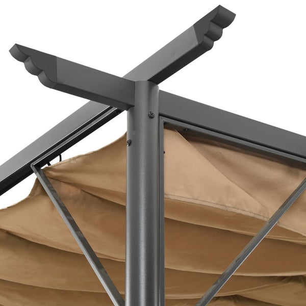 Pergola mit Ausziehbarem Dach Taupe 3x3 m Stahl 180 g/m²