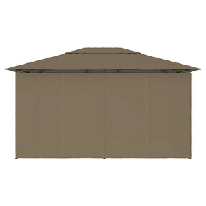 Gartenzelt mit Vorhängen 4x3 m Taupe 180 g/m²