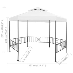 Gartenpavillon 323x275x265 cm Weiß 180 g/m²