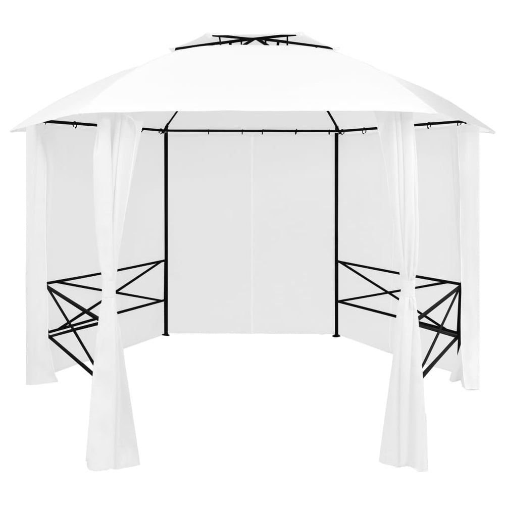vidaXL Tonnelle de jardin avec rideaux 360x312x265 cm Blanc 180 g/m²