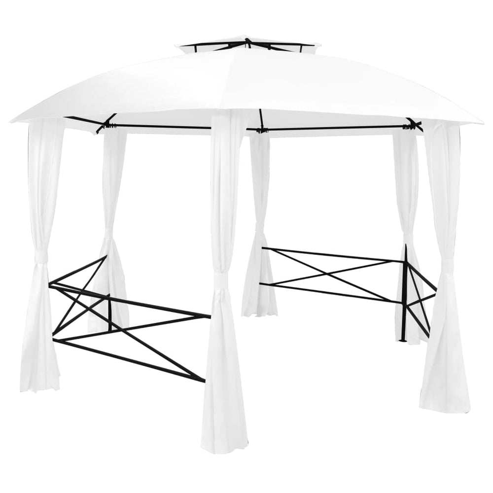vidaXL Tonnelle de jardin avec rideaux 360x312x265 cm Blanc 180 g/m²
