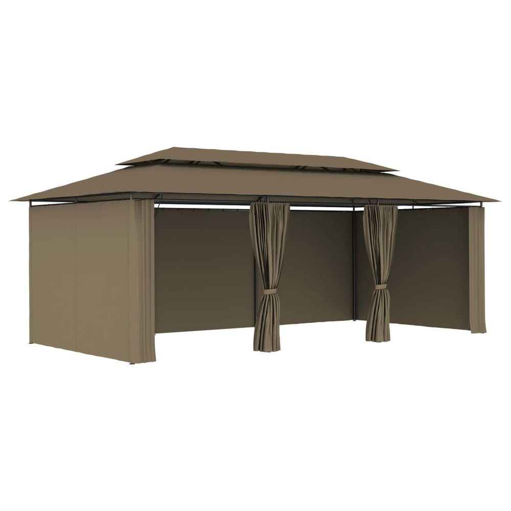vidaXL Pavillon avec rideaux 600x298x270 cm Taupe 180 g/m²