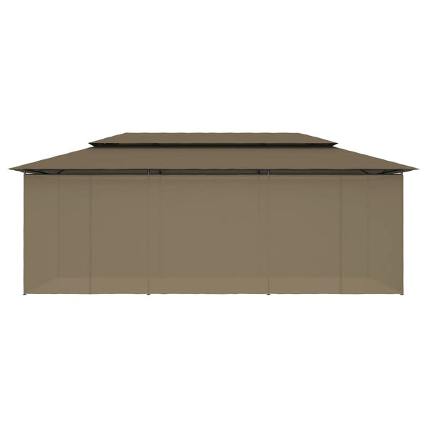 Pavillon mit Vorhängen 600x298x270 cm Taupe 180 g/m²