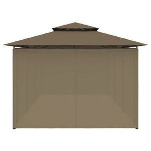 Pavillon mit Vorhängen 600x298x270 cm Taupe 180 g/m²