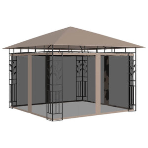 Pavillon mit Moskitonetz 3x3x2,73 m Taupe 180 g/m²