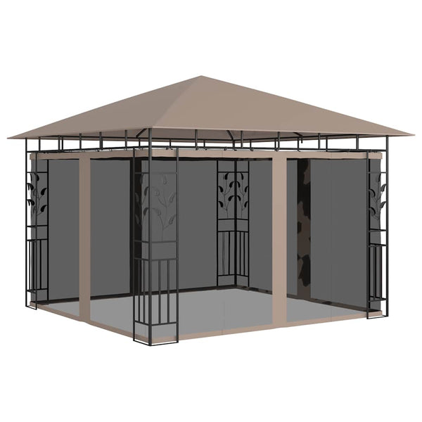 Pavillon mit Moskitonetz 3x3x2,73 m Taupe 180 g/m²