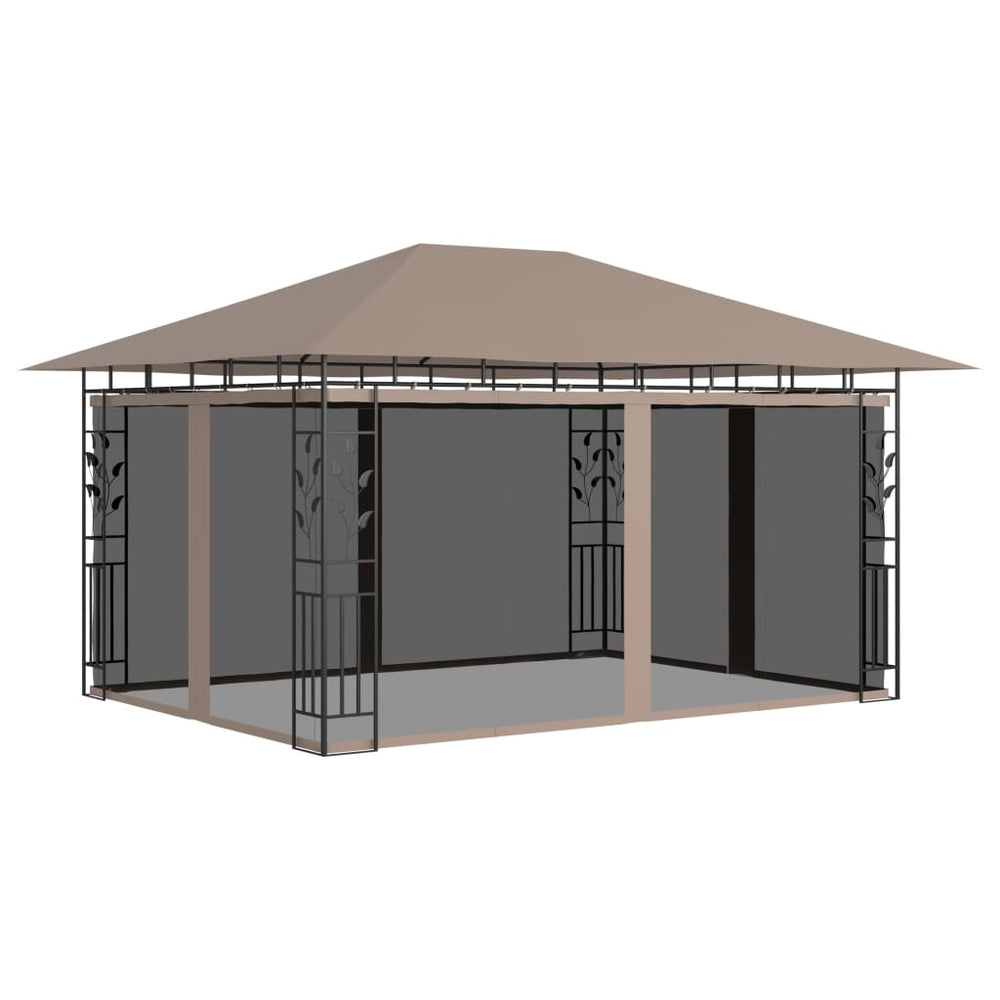 vidaXL Pavillon avec moustiquaire 4x3x2,73 m Taupe 180 g/m²