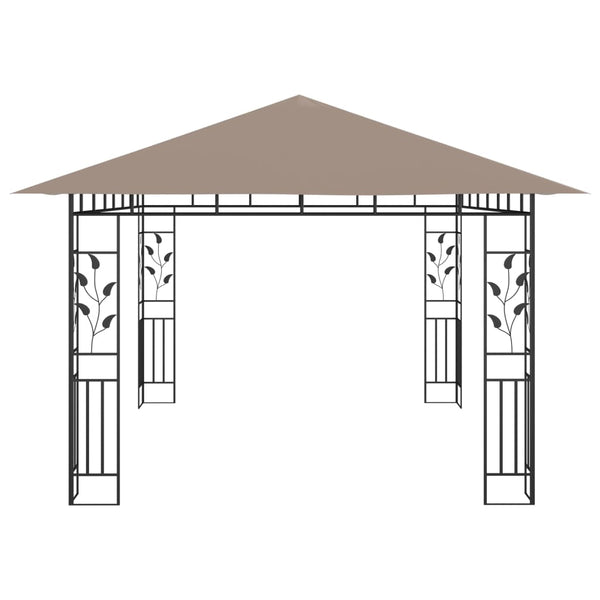 Pavillon mit Moskitonetz 4x3x2,73 m Taupe 180 g/m²