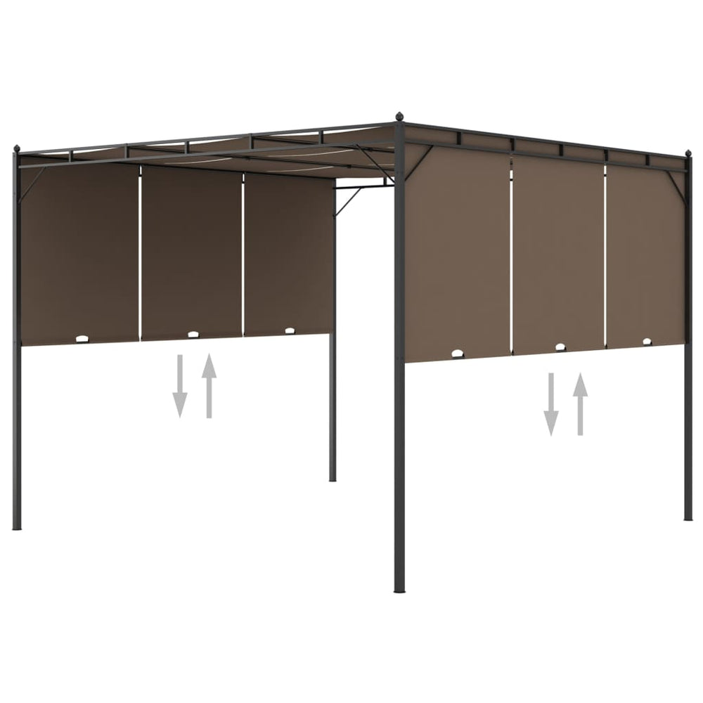 vidaXL Pavillon de jardin avec rideau latéral 3x3x2,25 m Taupe