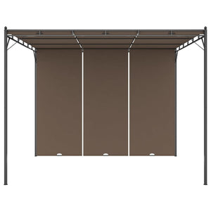 Gartenpavillon mit Seitenvorhang 3x3x2,25 m Taupe